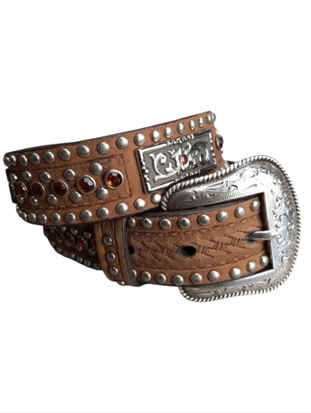 Nocona Leather Jeweled Studded Western Cowgirl Belt SZ 24